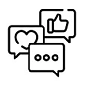 Ikona dymków z symbolem serca kciuka i wiadomości